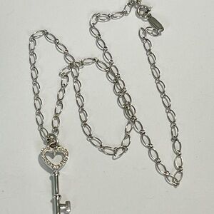 Tiffany & Co. White Gold Heart Key Necklace